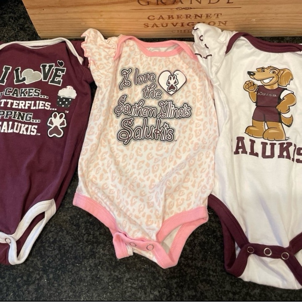 Southern Illinois Salukis baby girl onesies  6/9 months